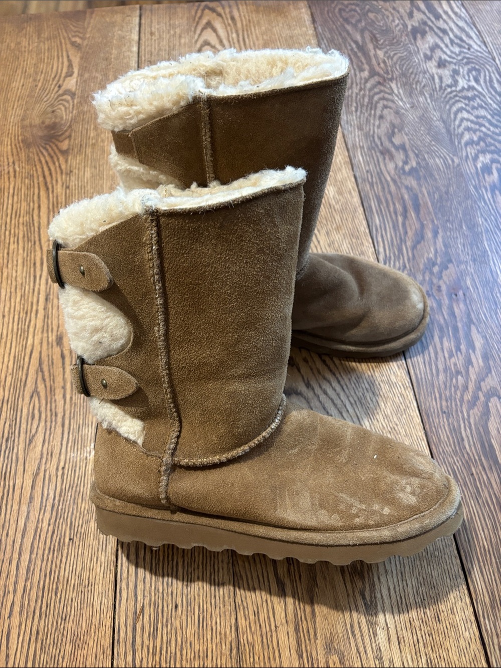 BearPaw Women's Chestnut Suede Shearling-Lined Winter Boots